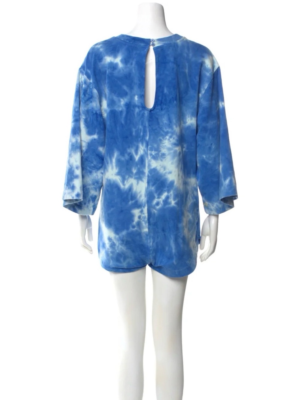 Farm Rio Blue Tie-Dye print crew neck jumpsuit with Da Terra Sunset Graphic - Picture 5 of 6